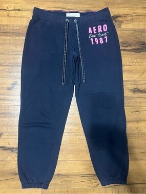 Aeropostale Navy Sweatpants with Pink Stitching Detail